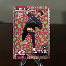 2026 Topps - Chase Burns Holiday Polka Dots Green / Pink #312 Cincinnati Reds