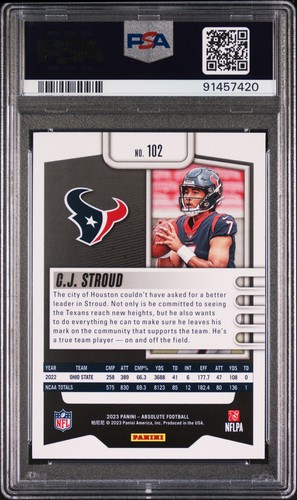 2023 Panini Absolute #102 Cj Stroud PSA 9 - Picture 2 of 2