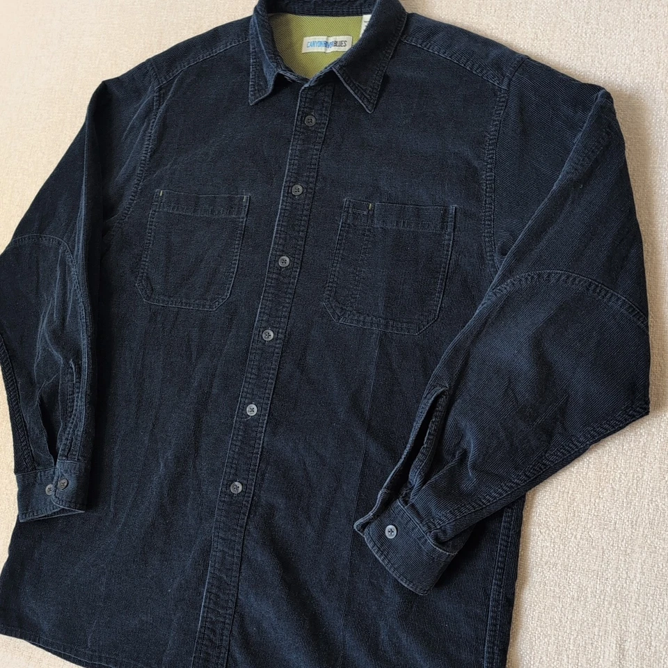 Camisa De Colección Para Hombre Canyon River Azul Pana Manga Larga Con Botones Talla Med Foto 3 de 4