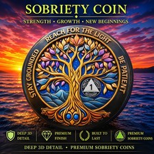   1 Year Sobriety Coin AA Chip Medallion Alcoholics Anonymous One Year Sober