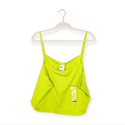 NWT Nike Women's Top Lime Green Essential Ribbed Cropped Tank Top Size 3X