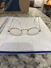 Antique 1/10 12K GF Wire Rim Glasses w/ Riding Bow Temples  Case   Early 1900s