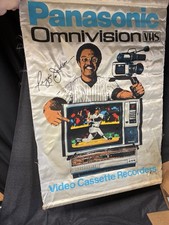 Rare Vintage Panasonic Omnivision VHS Reggie Jackson Silk Advertising Banner 32"