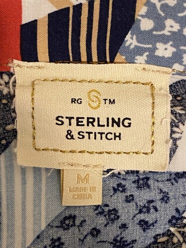 Camisa boho manga larga con botones patrón mixto Sterling & Stitch para mujer talla M - Imagen 2 de 11