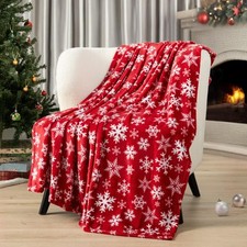 PAVILIA Christmas Throw Blanket  Red Snowflake Christmas Fleece Blanket  Soft,