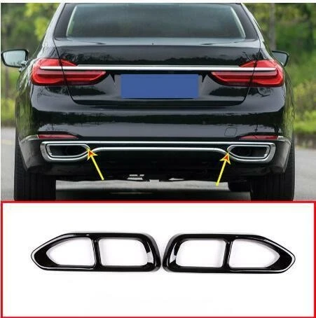 Black Double Exit Exhaust Muffler Pipe For BMW 7 Series G11 G12 M Style 2016-18 - image 2 of 4