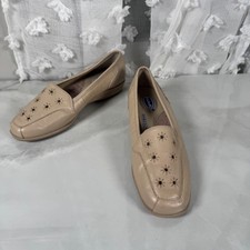 Vintage Dr. Scholl's Beige Leather Slip On Comfort Shoes Starburst Grannycore 5M