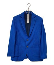 Bagutta Men's Bonded Wool Knit Jersey Jacket L Blue Tapered Fit