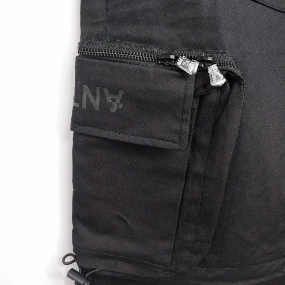 Negro Cargo PARA HOMBRES TALLA 36 SUPER HOLGADO CARGO QUE TIENE PIERNAS CON CREMALLERA NUEVO CON ETIQUETAS Foto 3 de 4