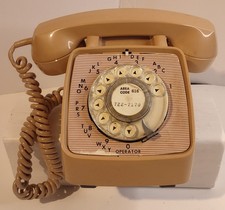 Vintage Tan Rotary Landline Telephone GTE Automatic Electric Un Tested Aug 18 81