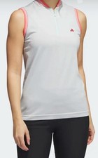 Adidas Ultimate365 Tour Primeknit Sleeveless Polo Shirt Flash Aqua Women Large