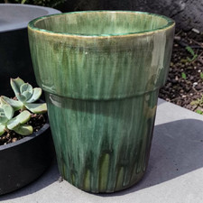 Vintage Mid-Century Green Glazed Terra-Cotta ...
