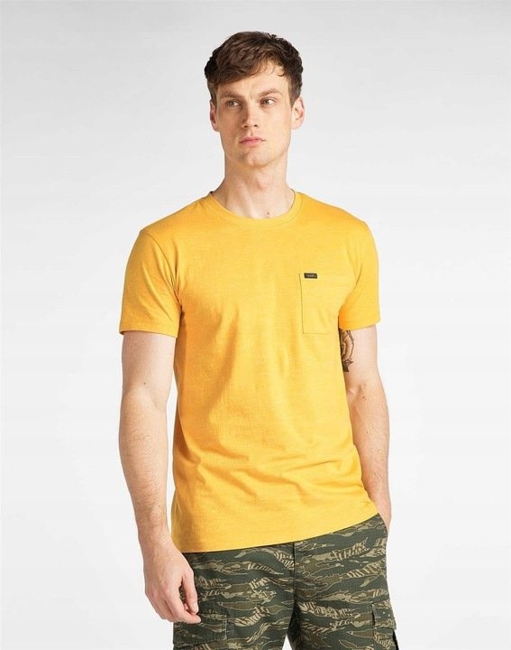 Lee Ultimate Pocket T-Shirt Mens Medium Slim Short Sleeve Pullover Golden Yellow