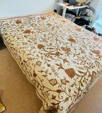 Antique Vintage  Uzbek Embroidery Suzani Bed Cover, Bedspread 257x220cm