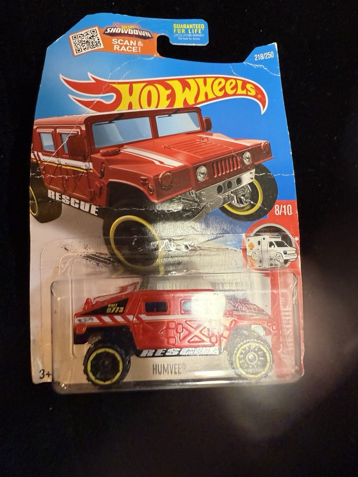 2016 Hot Wheels #218 HW Rescue 8/10 HUMVEE Red Variation w/Black OROH6 Spokes