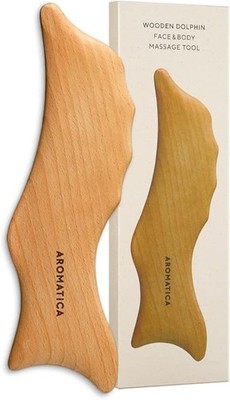 AROMATICA Wooden Dolphin Face and Body Massage Tool | Bosnian Beech Wood Gua Sha