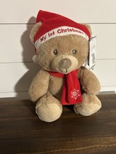 KellyBaby My First Teddy Bear Christmas New KellyToy Tan Crinkle Ears Rattle 10  