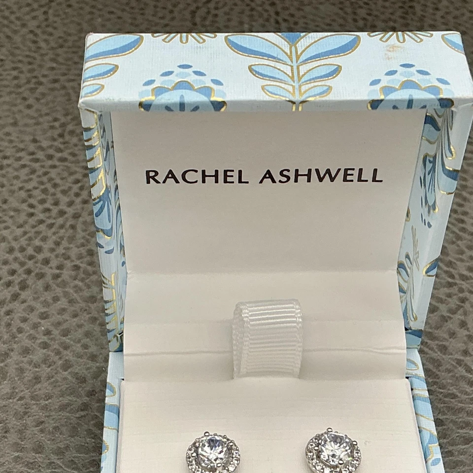 Pendientes Rachel Ashwell enchapados en platino plata 925 circonita cúbica blanca Foto 2 de 4