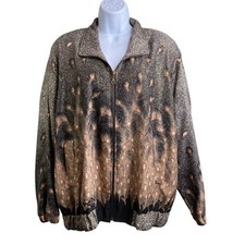 Vintage Talk of The Walk Women's 80’s Peacock Bomber Jacket Size 4 Golden Girls