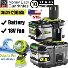For Ryobi 18 Volt Cordless Drill Power Tool lithium battery 12Ah Battery/Fan