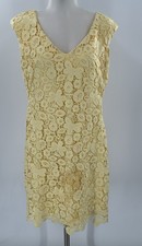 NWT Lauren Ralph Lauren Dress Yellow Eyelet Lace Sleeveless Lined 8P Pencil