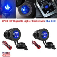2PCS Cigarette Lighter Socket, Car Marine ATV RV Lighter Power Oulet Socket Blue