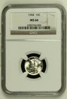 1944 Mercury Dime, NGC MS 66