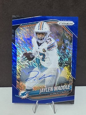 Panini 2025 Prizm Football Jaylen Waddle Auto 24/25 #172 Miami Blue Shimmer
