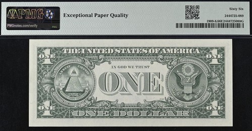 1977 $1 FRN PMG 66EPQ - Matching Digit Radar Serial Number 09066090 - 06099060 - Picture 3 of 5