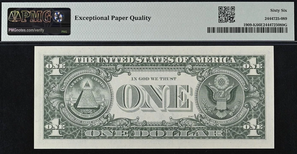 1977 $1 FRN PMG 66EPQ - Matching Digit Radar Serial Number 09066090 - 06099060 - Image 3 of 4