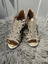 Forever Women s Gold Rhinestone Ankle Strap O...