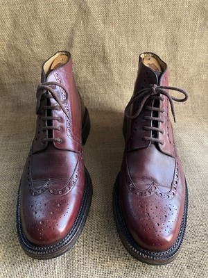 BALLY Scribe Herren Burgunderrot Leder Budapester Stiefel Größe UK 9,5 E || U...