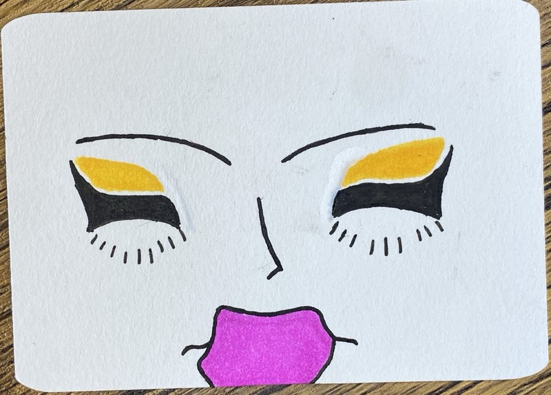 ACEO Handmade Cartoon Face Drawing Original Illustration Art Ink Marker on Paper
