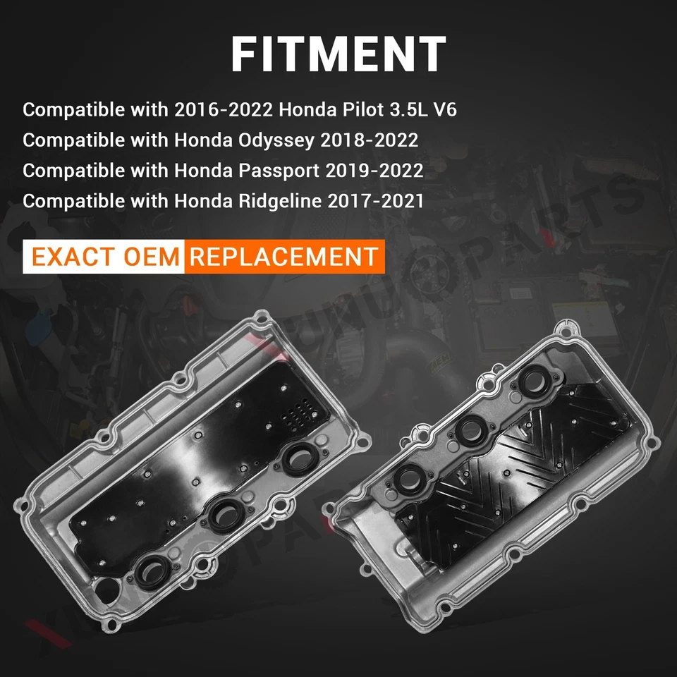 Juego de 2 cubiertas de válvula para Honda Pilot 2016-2022 2018-2024 Odyssey Ridgeline 3,5 L Foto 3 de 4