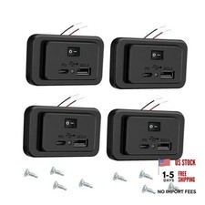 ON OFF Switch 12V USB Outlet for RV Camper QC 3.0 USB PD Car Charger Socket