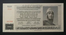Protectorate of Bohemia and Moravia 5000 Korun 1944 Specimen aUnc