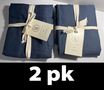 2pk Southern Living Simplicity DUO Fringe Reversible Pillow Shams, Blue Euro