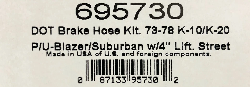 Kit de manguera de freno de acero inoxidable Russell 695730 Chevy K10 K20 1973-78 elevación de 4" Foto 2 de 2