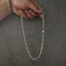 Real Solid stainless steel  Silver Byzantine Rope Chain Mens Necklace 7mm 16-30"