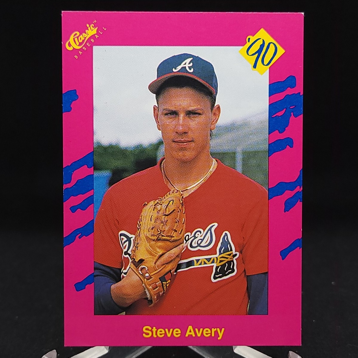 STEVE AVERY BRAVES 1990 CLASSIC UPDATE PINK BASEBALL CARD # T4 NM