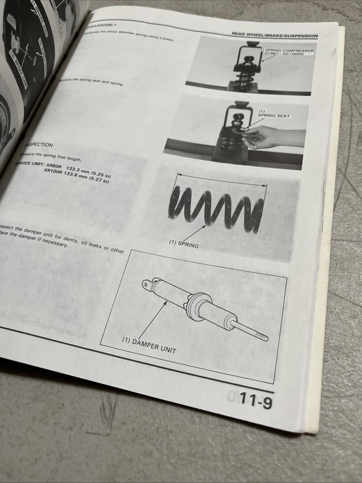 86 87 88 89 90 91 92 93 1994 Honda XR80R XR100R manual de servicio 61GN109 Foto 3 de 4