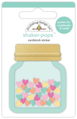 Doodlebug Stickers Shaker-Pop 3D Saving All My Love Jar Full of Hearts Gold Lid