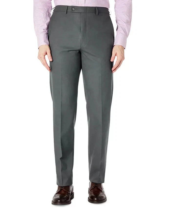 New Ralph Lauren Mens Classic Fit Solid Flat Front Dress Pants 36x34 Gray JAN25E