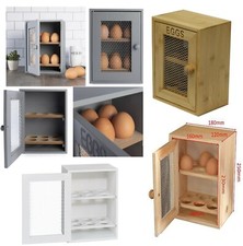 2 Tier Wooden Wood 12x Egg Storage Cabinet Holder Rack Cupboard Free Standing