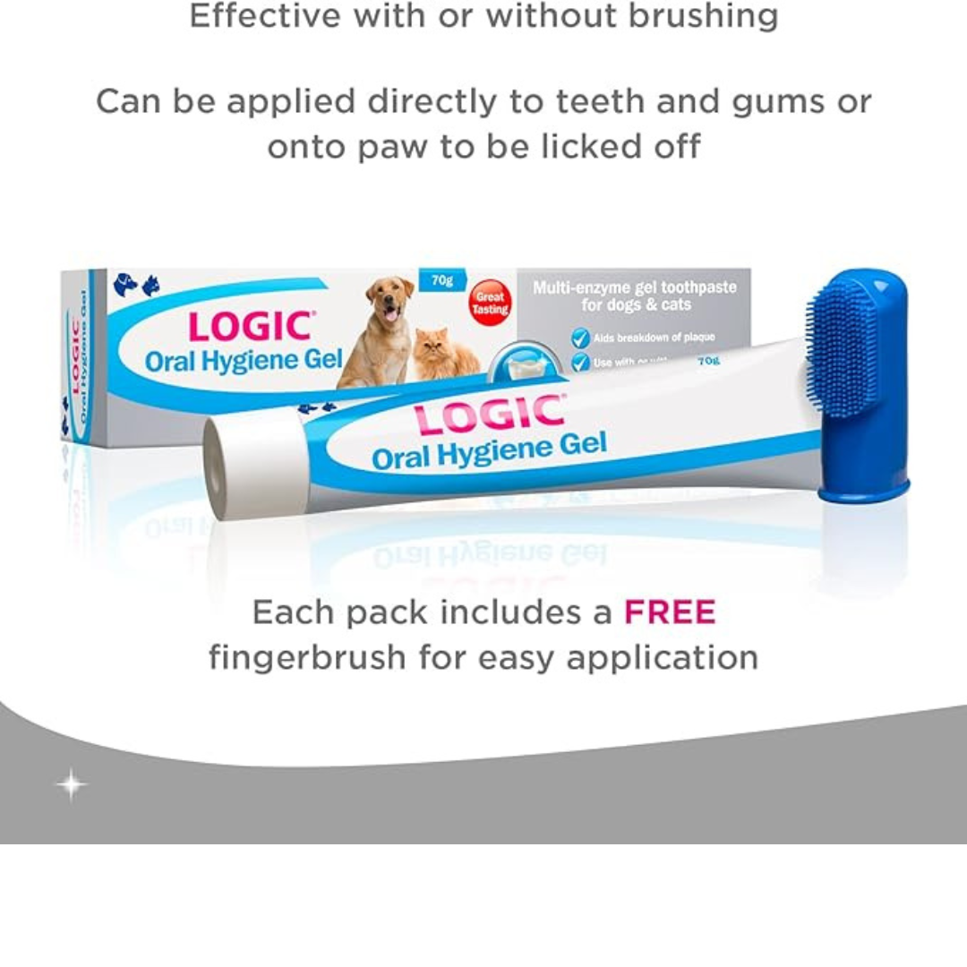 Logic Oral Hygiene Gel for Cats and Dogs, 70 g with Finger Toothbrush, 1 Count eBay