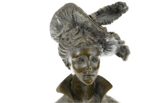 Erotic Sensual Nude Female Woman Bust Signed Bronze Marble Statue Sculpture Art - Picture 6 of 10