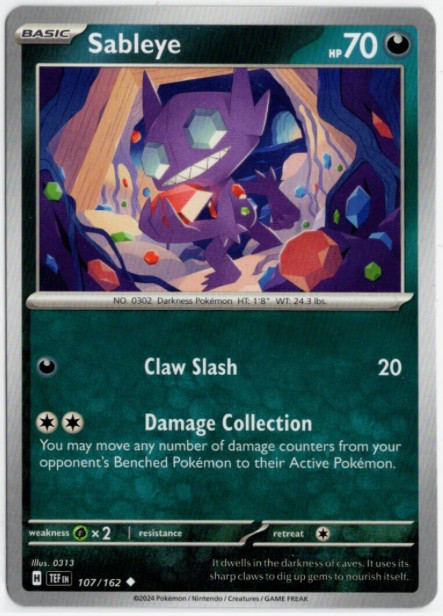 Pokemon -  Sableye 107/162 - Temporal Forces - NM/M