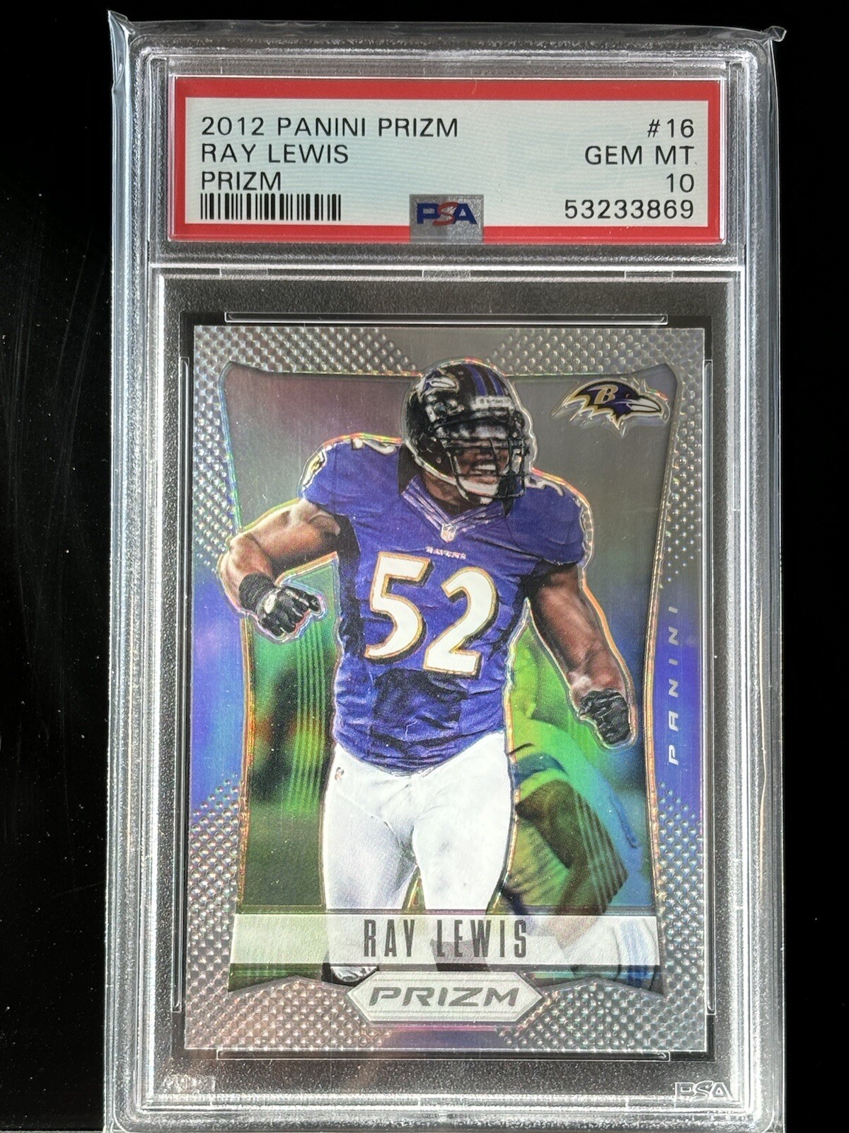 2012 Panini Prizm #16 Prizm Silver Prizm Ray Lewis PSA 10 Gem Mint 1st Yr POP 6