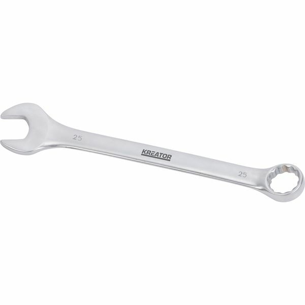 Combination spanner 25mm chrome vanadium steel, Kreator brand, offset ring end