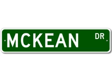 Mckean Drive Street Sign Personalized Custom Last Name Metal Sign - Aluminum